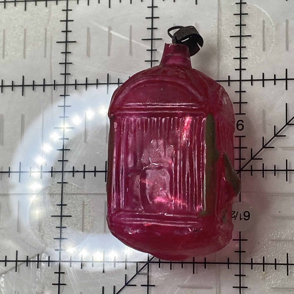 VTG Christmas Pink Bird Cage Glass Ornament Tinsel Filled Germany - Picture 2 of 8